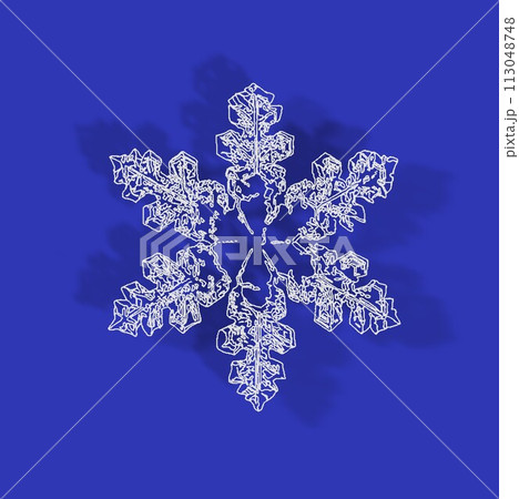雪の結晶 顕微鏡観察スケッチ 青バック影付  113048748
