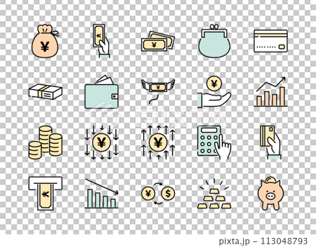 Money-related icon set color 113048793