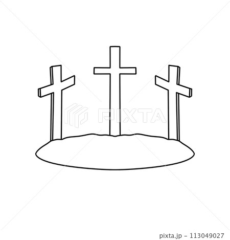 Three crosses are drawn on a white background Three crosses are drawn on a white background 113049027