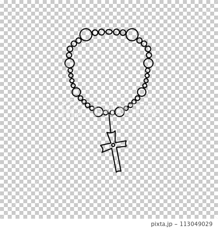 A cross is hanging from a string 113049029