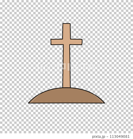 A cross is drawn on a white background 113049081