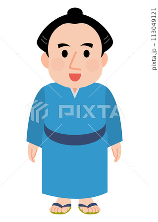 笑顔の着物のお相撲さん　イラスト 113049121