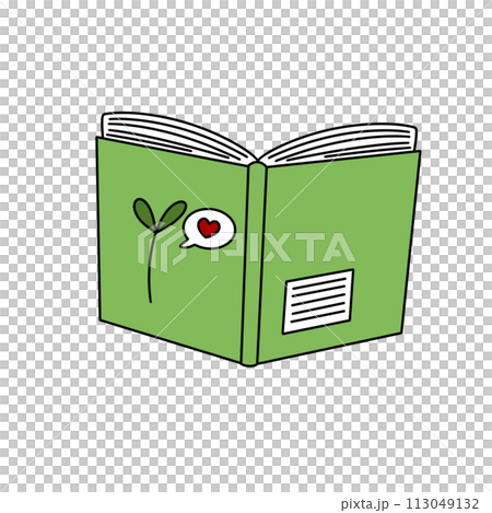 A green book with a heart on it 113049132