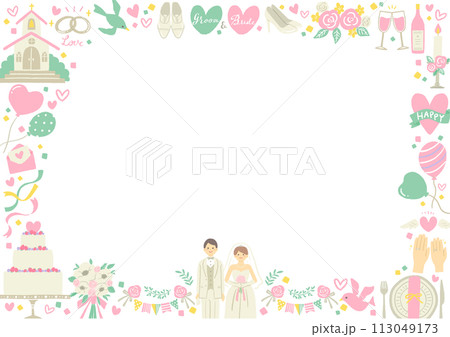 ウエディングのイラストのフレーム 113049173