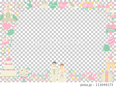 ウエディングのイラストのフレーム 113049173