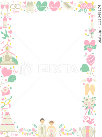 ウエディングのイラストのフレーム 113049174