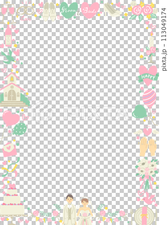 ウエディングのイラストのフレーム 113049174