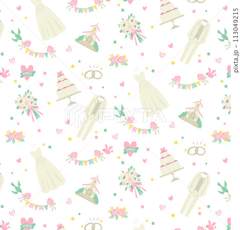 ウエディングのイラストの模様 113049215