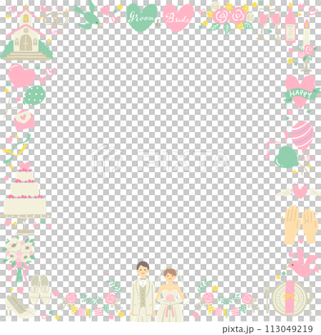 ウエディングのイラストのフレーム 113049219