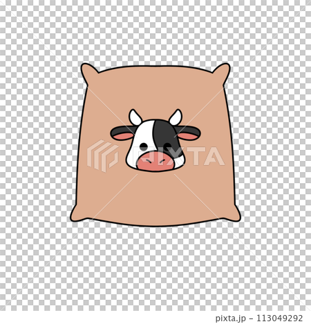 A cartoon cow is drawn on a brown pillow A cartoon cow is drawn on a brown pillow 113049292