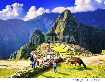 マチュピツ古代遺跡の美しい景観	 113049350