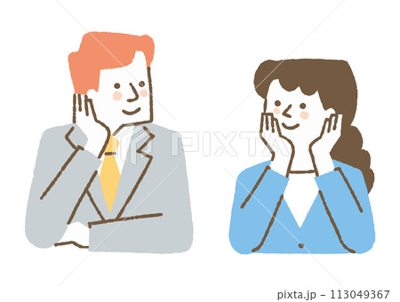 仕事に夢中になっている男性と女性_色 113049367