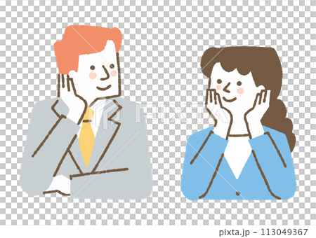 仕事に夢中になっている男性と女性_色 113049367