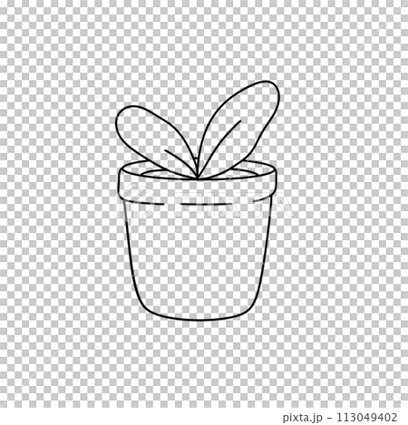 A potted plant with a leafy green stem and a leafy green leaf 113049402
