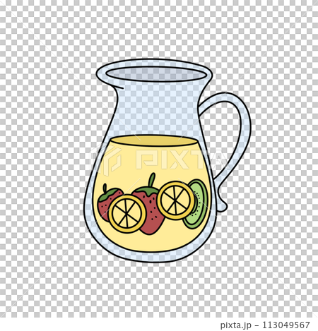 A pitcher of fruit punch with strawberries, oranges, and lime slices A pitcher of fruit punch with strawberries, oranges, and lime slices 113049567