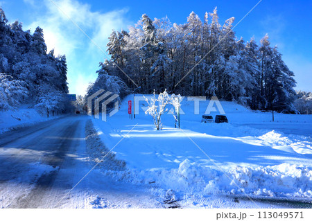 八ヶ岳山麓の雪道 八ヶ岳山麓の雪道 113049571