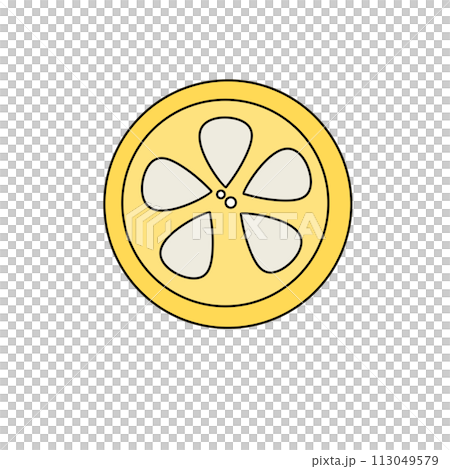 A yellow lemon with a white center 113049579