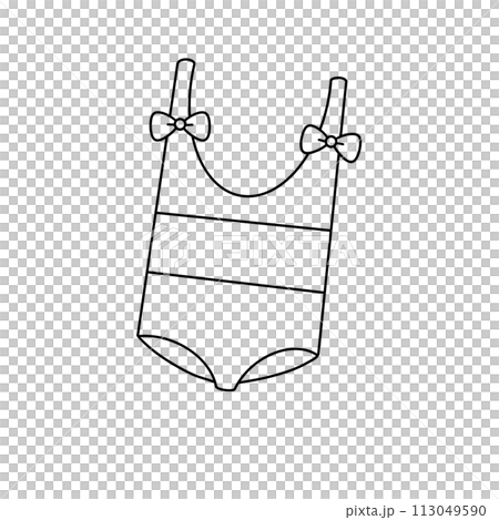 A white swimsuit with a bow on the back A white swimsuit with a bow on the back 113049590