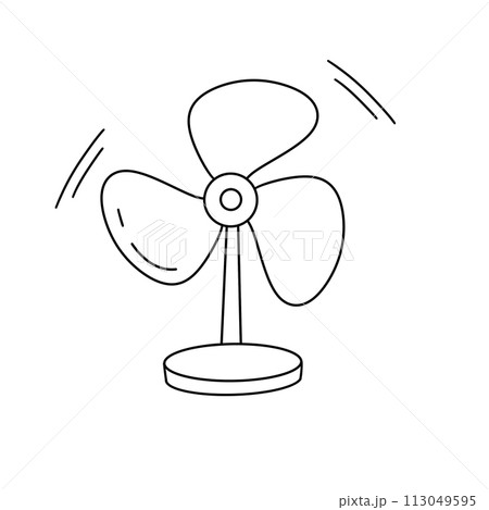 A fan is shown in a black and white drawing 113049595