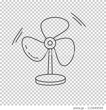 A fan is shown in a black and white drawing A fan is shown in a black and white drawing 113049595