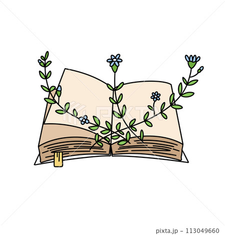 A book with flowers on the pages 113049660