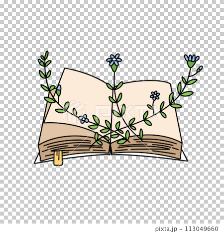 A book with flowers on the pages 113049660