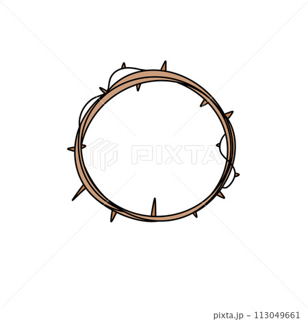 A drawing of a cross with a thorny circle around it A drawing of a cross with a thorny circle around it 113049661