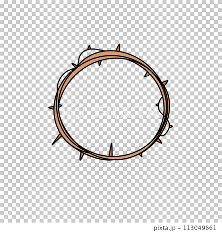 A drawing of a cross with a thorny circle around it A drawing of a cross with a thorny circle around it 113049661