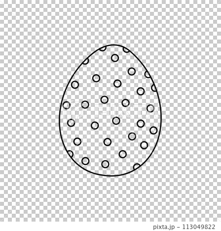 A white egg with black polka dots A white egg with black polka dots 113049822
