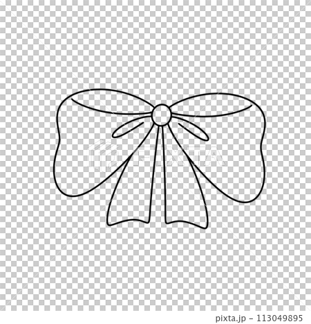 A white bow is drawn with a black outline A white bow is drawn with a black outline 113049895