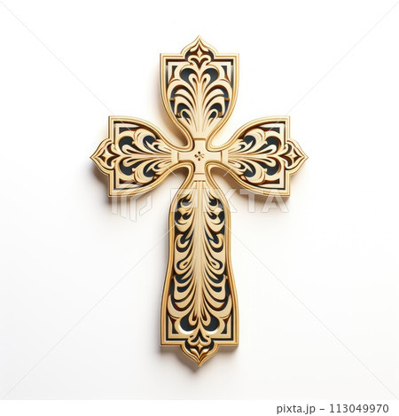 Cross on a white background. 3d rendering. Computer digital drawing. 113049970