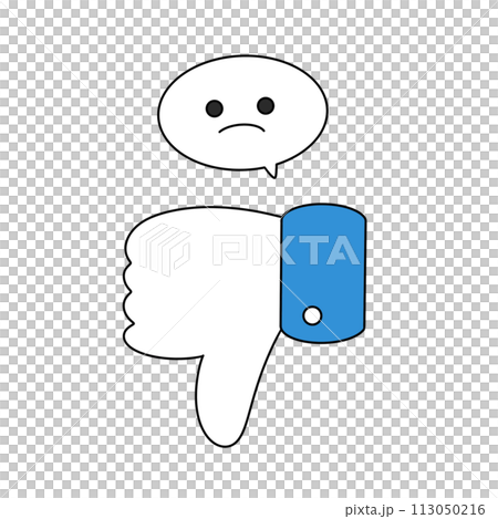 A cartoon character with a thumbs down on his hand 113050216