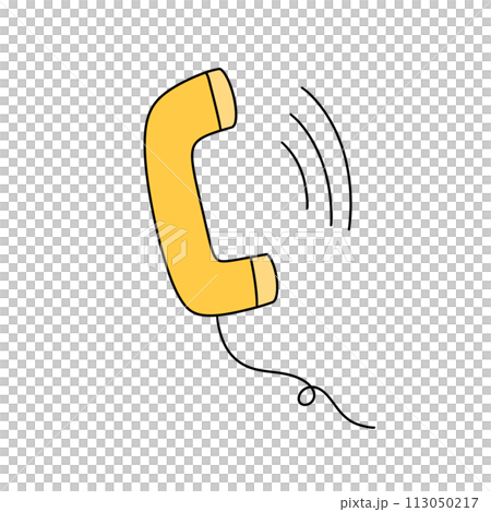 A yellow phone with a cord hanging from it 113050217