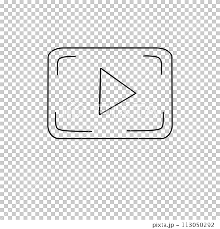 A white and black picture of a play button 113050292