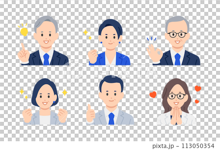 正面經理/經理上半身套裝男女【人物向量圖素材】 正面經理/經理上半身套裝男女【人物向量圖素材】 113050354