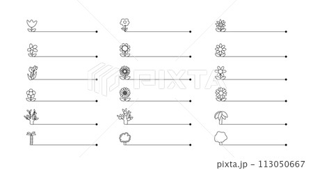 かわいい花のシンプル線画のフローラルな飾り線 かわいい花のシンプル線画のフローラルな飾り線 113050667