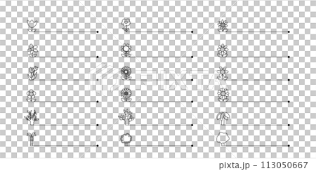 かわいい花のシンプル線画のフローラルな飾り線 かわいい花のシンプル線画のフローラルな飾り線 113050667