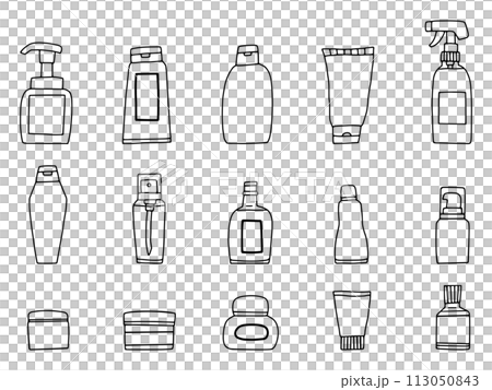 コスメ風の容器いろいろ・線画 コスメ風の容器いろいろ・線画 113050843