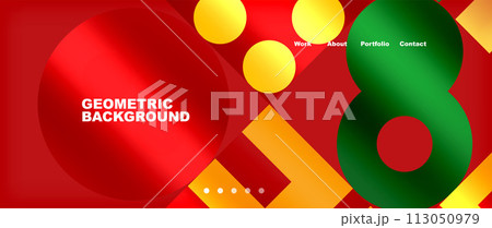 Colorful geometric background with circles. Vector Illustration For Wallpaper, Banner, Background, Card, Book Illustration, landing page Colorful geometric background with circles. Vector Illustration For Wallpaper, Banner, Background, Card, Book Illustration, landing page 113050979