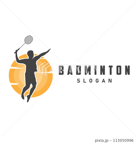 Badminton logo vector black silhouette badminton sport player vintage minimalist racket and shuttlecock design illustration template Badminton logo vector black silhouette badminton sport player vintage minimalist racket and shuttlecock design illustration template 113050996