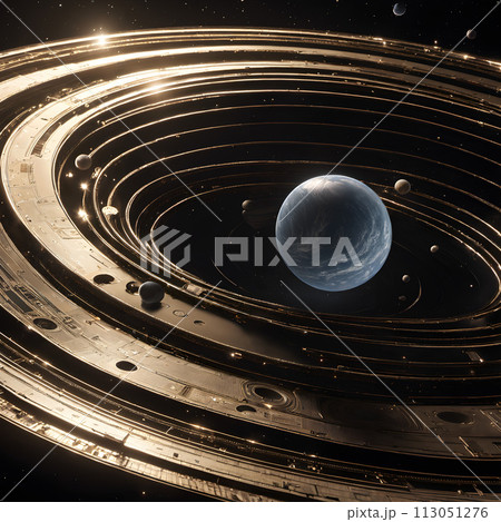 A space scene that portrays a concept of a multi-dimensional or parallel universe. A space scene that portrays a concept of a multi-dimensional or parallel universe. 113051276