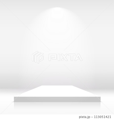 White podium or pedestal with spotlight. Vector 113051421