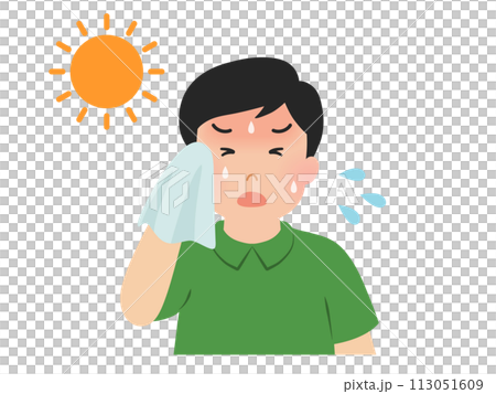 熱中症　暑そうな男性のベクターイラスト 113051609