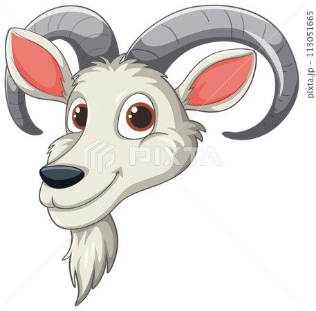 Friendly Cartoon Goat Head Illustration 113051665