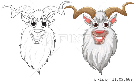 Cheerful Cartoon Goats Illustration Cheerful Cartoon Goats Illustration 113051668
