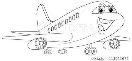 Happy Cartoon Airplane Vector Illustration 113051675