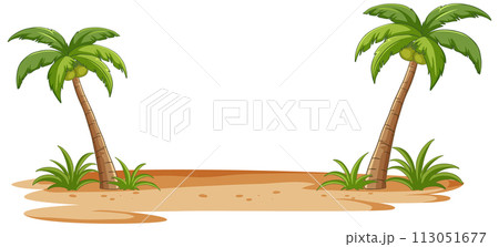 Tropical Island Palms on Sandy Beach 113051677