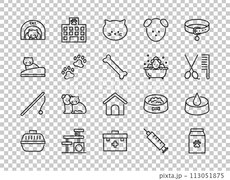 寵物相關的圖標集 113051875