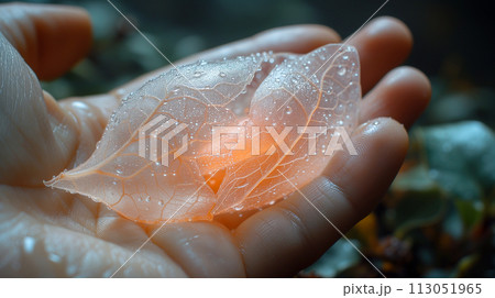 手の中の不思議な生物の卵　AI生成画像 113051965