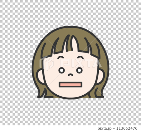 顔アイコン　ショックを受ける女の子 113052470